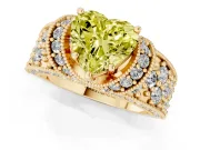 Heart-Shaped Vintage Pave Engagement Ring Setting for a Fancy Yellow Lab-Grown Diamond | Milgrain Edges | Yellow Gold