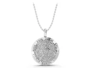 Round Lab-Grown Diamond Pavé Soccer Ball Pendant Necklace | Lettered Rim | Sterling Silver