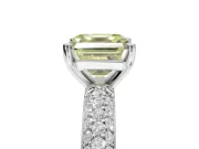 Asscher Cut Domed Pavé Engagement Ring Setting for a Fancy Yellow Lab-Grown Diamond | Sterling Silver