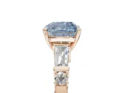 Cushion Cut Tapered Baguette Engagement Ring Setting for a Fancy Blue Lab-Grown Diamond | Rose Gold
