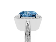 Radiant Cut Milgrain Halo Engagement Ring Setting for a Fancy Blue Lab-Grown Diamond | Side Stones | Sterling Silver