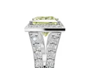 Princess Cut Halo Pavé Engagement Ring Setting for a Fancy Yellow Lab-Grown Diamond | Narrow Split Shank | White Gold