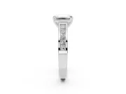 Emerald Cut Channel Set Engagement Ring Setting | Princess Cut Accents | White Gold
