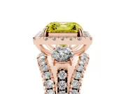 Asscher Cut Halo Split Shank Engagement Ring Setting for a Fancy Yellow Lab-Grown Diamond | Rose Gold