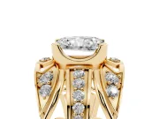 Radiant Cut Art Deco Graduated Pave Engagement Ring Setting | Split Shank | Yellow Gold