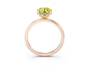 Round Micro-Prong Hidden Halo Engagement Ring Setting for a Fancy Yellow Lab-Grown Diamond | Plain Band | Rose Gold