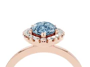 Marquise Thin Halo Engagement Ring Setting for a Fancy Blue Lab-Grown Diamond | Plain Polished Band | Rose Gold