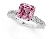 Asscher Cut Shared Prong Engagement Ring Setting for a Fancy Pink Lab-Grown Diamond | Platinum
