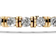 Round Lab-Grown Diamond Bar Set Tennis Bracelet | Box Clasp | Yellow Gold