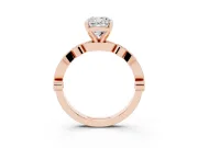 Cushion Cut Diamond Solitaire Engagement Ring Set in Rose gold with Milgrain Bezel Accent Band