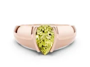Pear-Shaped Half Bezel Solitaire Engagement Ring Setting for a Fancy Yellow Lab-Grown Diamond | Wide Band | Rose Gold