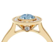 Pear-Shaped Vintage Milgrain Halo Engagement Ring Setting for a Fancy Blue Lab-Grown Diamond | Bezel Head | Yellow Gold