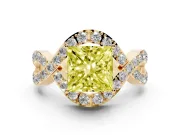 Princess Cut Infinity Twist Engagement Ring Setting for a Fancy Yellow Lab-Grown Diamond | Pavé Ribbons | Yellow Gold