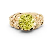 Round Leaf Bypass Engagement Ring Setting for a Fancy Yellow Lab-Grown Diamond | Yellow Gold