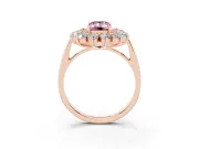 Emerald Cut Floral Double Halo Engagement Ring Setting for a Fancy Pink Lab-Grown Diamond | Plain Band | Rose Gold