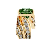 Princess Cut Bypass Pavé Engagement Ring Setting for a Fancy Green Lab-Grown Diamond | Graduated Pavé | Yellow Gold