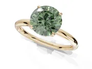 Round Hidden Halo Ring Setting for a Fancy Green Lab-Grown Diamond | Yellow Gold