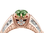 Pear-Shaped Vintage Milgrain Engagement Ring Setting for a Fancy Green Lab-Grown Diamond | Hidden Halo | Rose Gold