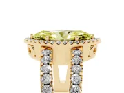 Fancy Yellow Marquise Cut Diamond Halo Ring Set in Yellow gold with Pavé Split Shank and Prong Setting