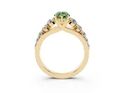 Marquise Graduated Side Stone Engagement Ring Setting for a Fancy Green Lab-Grown Diamond | Flat Top Band | Yellow Gold