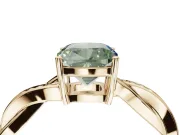 Cushion Cut Twisted Pavé Solitaire Engagement Ring Setting for a Fancy Green Lab-Grown Diamond | Yellow Gold