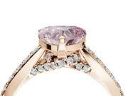 Heart-Shaped Pavé Solitaire Engagement Ring Setting for a Fancy Pink Lab-Grown Diamond | Crossover Gallery | Rose Gold