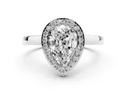 Pear Cut Diamond Halo Ring Set in White gold with Solitaire Band and Prong Setting