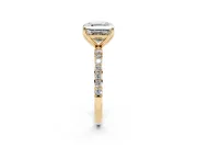 Asscher Cut Pave Solitaire Engagement Ring Setting | Fine Line Pave Band | Yellow Gold