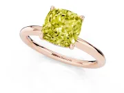 Cushion Cut Hidden Halo Ring Setting for a Fancy Yellow Lab-Grown Diamond | Rose Gold