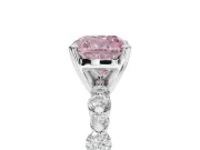 Cushion Cut Pavé Solitaire Engagement Ring Setting for a Fancy Pink Lab-Grown Diamond | Alternating Accents | White Gold
