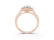 Emerald Cut Petal Tip Halo Engagement Ring Setting | Single Row Pavé Band | Rose Gold