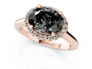 Oval Halo Engagement Ring Setting for a Black Center | Plain Polished Band | Rose Gold