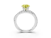 Round Twisted Pavé Engagement Ring Setting for a Fancy Yellow Lab-Grown Diamond | Platinum