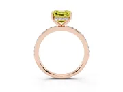 Fancy Yellow Asscher Cut Diamond Pavé Band Ring Set in Rose gold with Prong-Set Center Stone