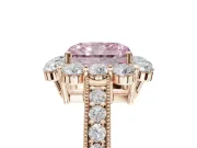 Radiant Cut Vintage Halo Engagement Ring Setting for a Fancy Pink Lab-Grown Diamond | Milgrain Channel Band | Rose Gold