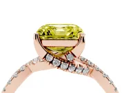 Asscher Cut Twisted Pave Engagement Ring Setting for a Fancy Yellow Lab-Grown Diamond | Split Shank | Rose Gold