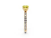 Fancy Yellow Cushion Cut Diamond Pavé Band Solitaire Set in Yellow gold with Prong Setting