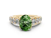 Oval Graduated Engagement Ring Setting for a Fancy Green Lab-Grown Diamond | Yellow Gold