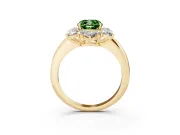 Cushion Cut Cluster Halo Engagement Ring Setting for a Fancy Green Lab-Grown Diamond | Yellow Gold