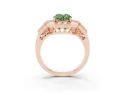 Oval Milgrain Sectioned Halo Engagement Ring Setting for a Fancy Green Lab-Grown Diamond | Rose Gold