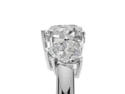 Heart-Shaped Three Stone Engagement Ring Setting | Plain Band | Sterling Silver