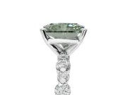 Radiant Cut Pavé Engagement Ring Setting for a Fancy Green Lab-Grown Diamond | Alternating Accents | Sterling Silver