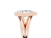 Bezel Set Pear Cut Diamond Solitaire Ring Set in Rose gold with Tapered Band