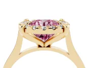 Round Halo Engagement Ring Setting for a Fancy Pink Lab-Grown Diamond | Claw Corners | Yellow Gold