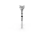 Asscher Cut Three Stone Engagement Ring Setting | Pave Shoulders | White Gold