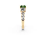 Asscher Cut Three Stone Engagement Ring Setting for a Fancy Green Lab-Grown Diamond | Accented Shoulders | Yellow Gold