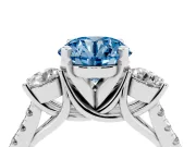 Round Three-Stone Engagement Ring Setting for a Fancy Blue Lab-Grown Diamond | Platinum