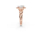 Oval Vintage Filigree Halo Engagement Ring Setting | Scroll Shoulders | Rose Gold