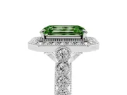 Emerald Cut Graduated Milgrain Halo Engagement Ring Setting for a Fancy Green Lab-Grown Diamond | White Gold