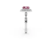 Asscher Cut Halo Engagement Ring Setting for a Fancy Pink Lab-Grown Diamond | Bezel Station Shoulders | White Gold